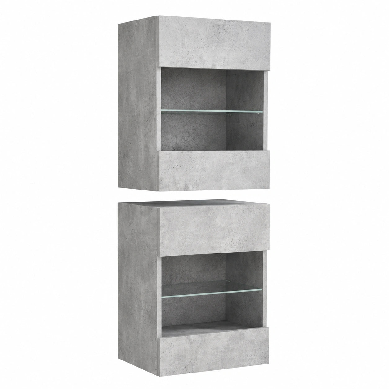 Homgoday Hängeschränke Set für Wohnzimmer, Betongrau, 40x30x60,5 cm, Moderne TV-Wohnwand, Viel Stauraum