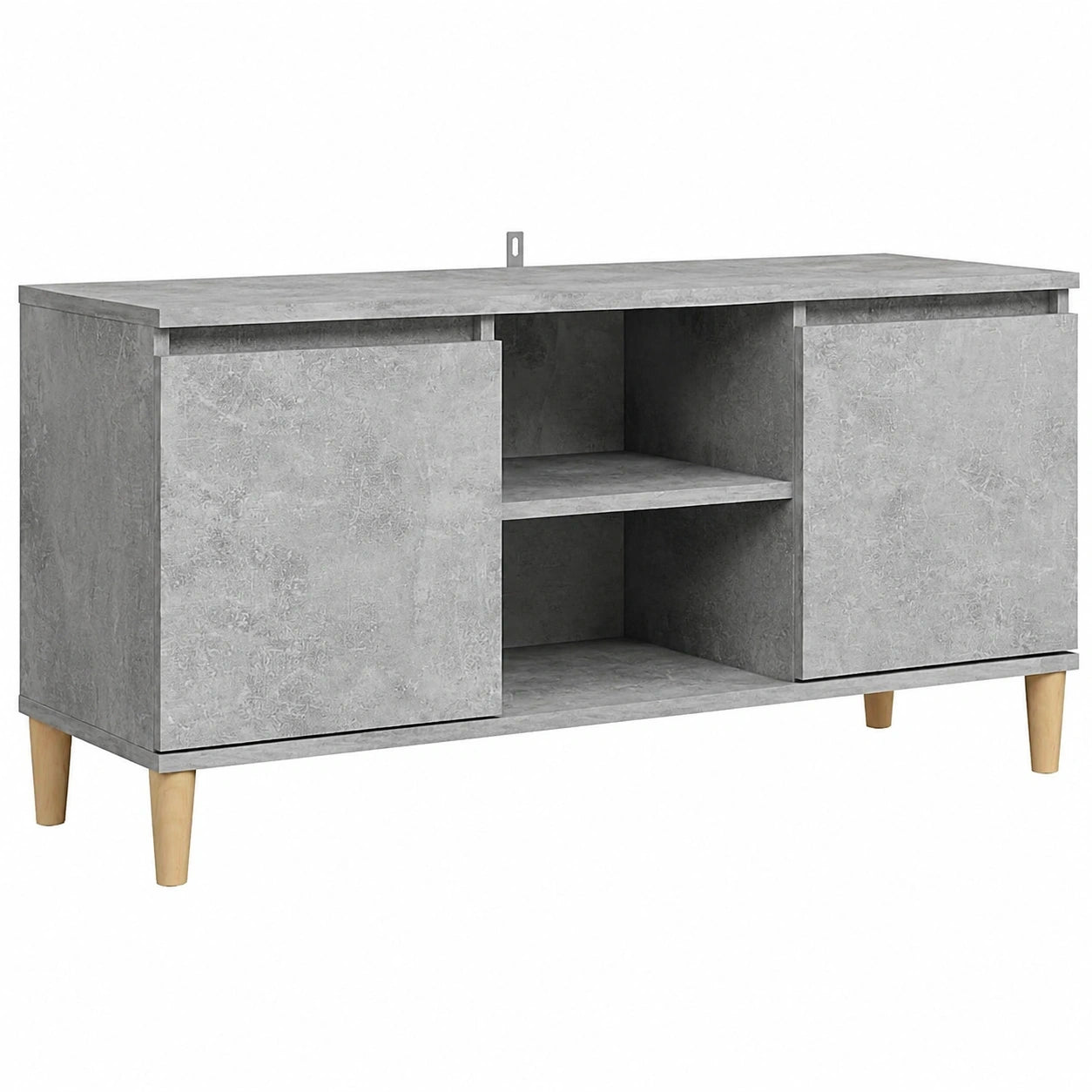 Moderner TV-Schrank mit Eichenholzfüßen, Betongrau, 104x36x51 cm