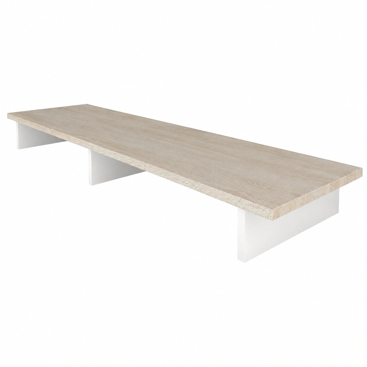Vladon TV-Erhöhung Game, Hergestellt in Deutschland, Weiß Matt/Eiche sägerau, 138,5 x 9,5 x 34,5 cm