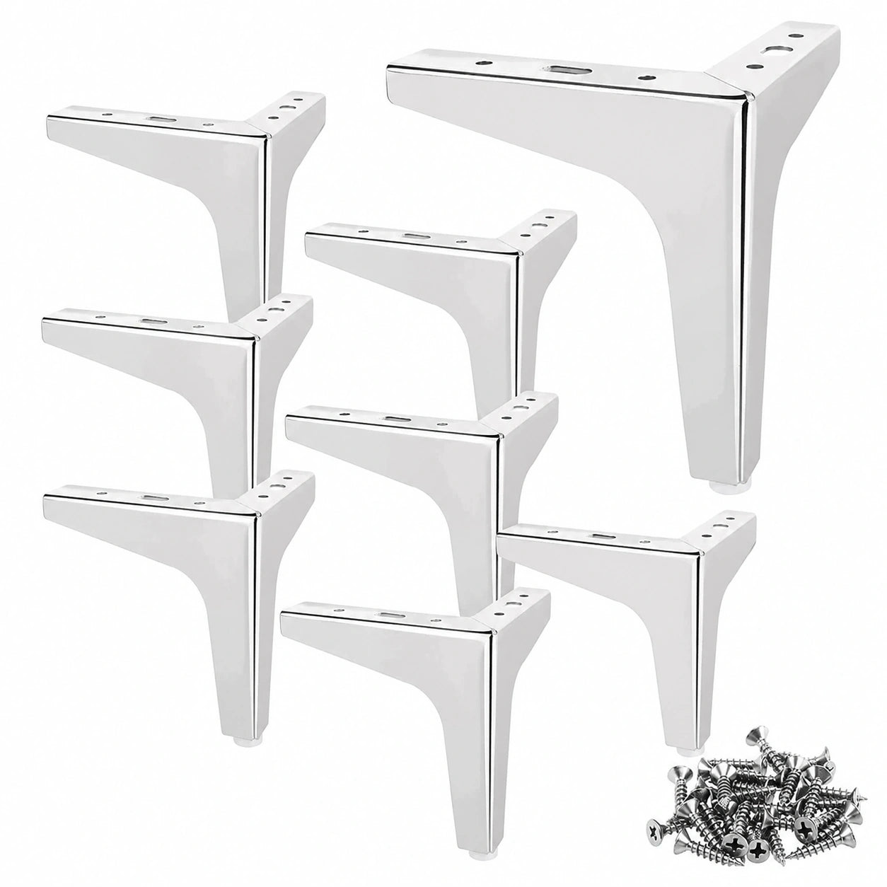 8er-Set Metallmöbelfüße, 15 cm, Silber, Belastbarkeit 800 kg, inklusive Schrauben für Sofa, TV-Schrank, Möbel