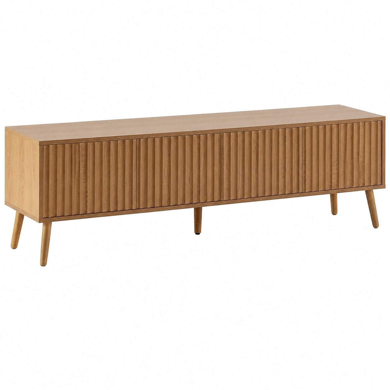 Moderner TV-Schrank in Eichenoptik mit 4 Türen, 160x40x45 cm