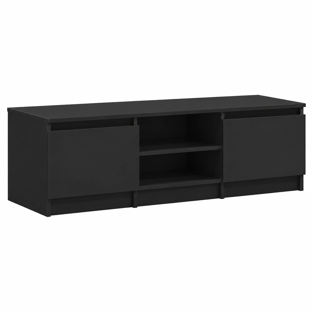 Moderner TV-Schrank mit Stauraum und Schubladen, Schwarz, 140 cm