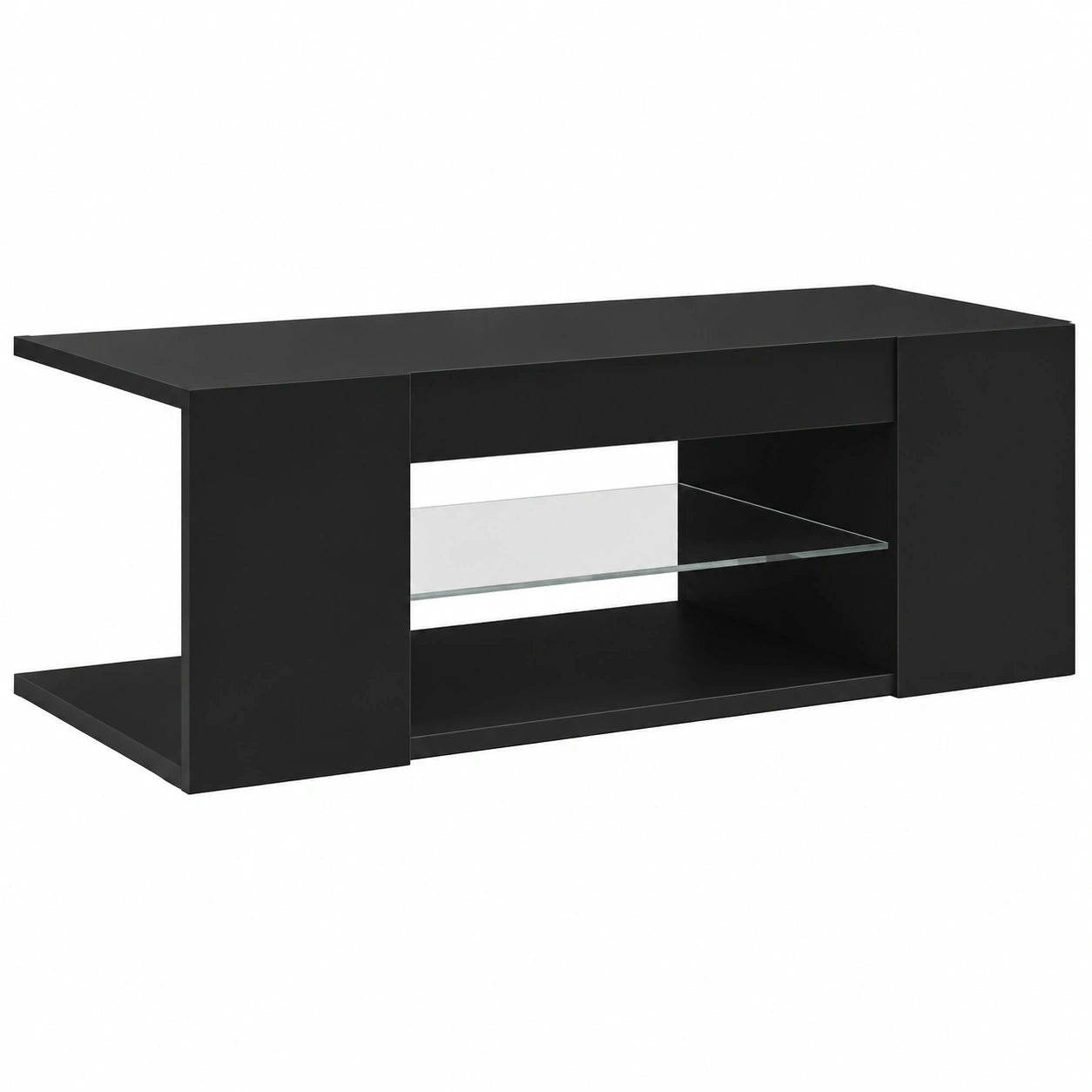 Moderner TV-Schrank mit LED-Beleuchtung, Schwarz, 90x39x30cm