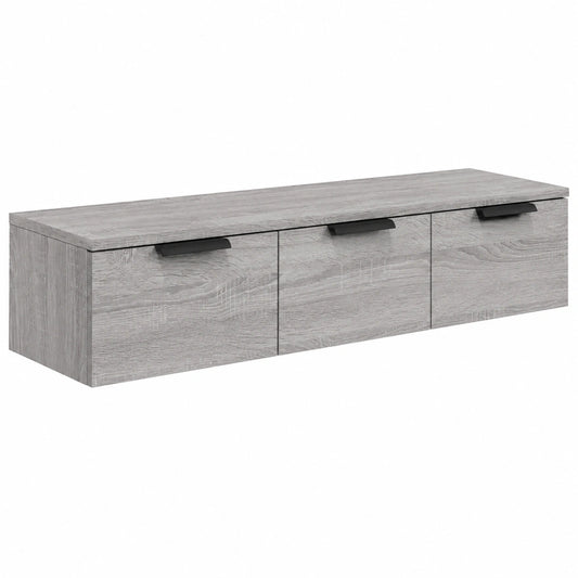 Moderne Wandschrank für TV mit Stauraum, Grau Sonoma, 102x30x20cm