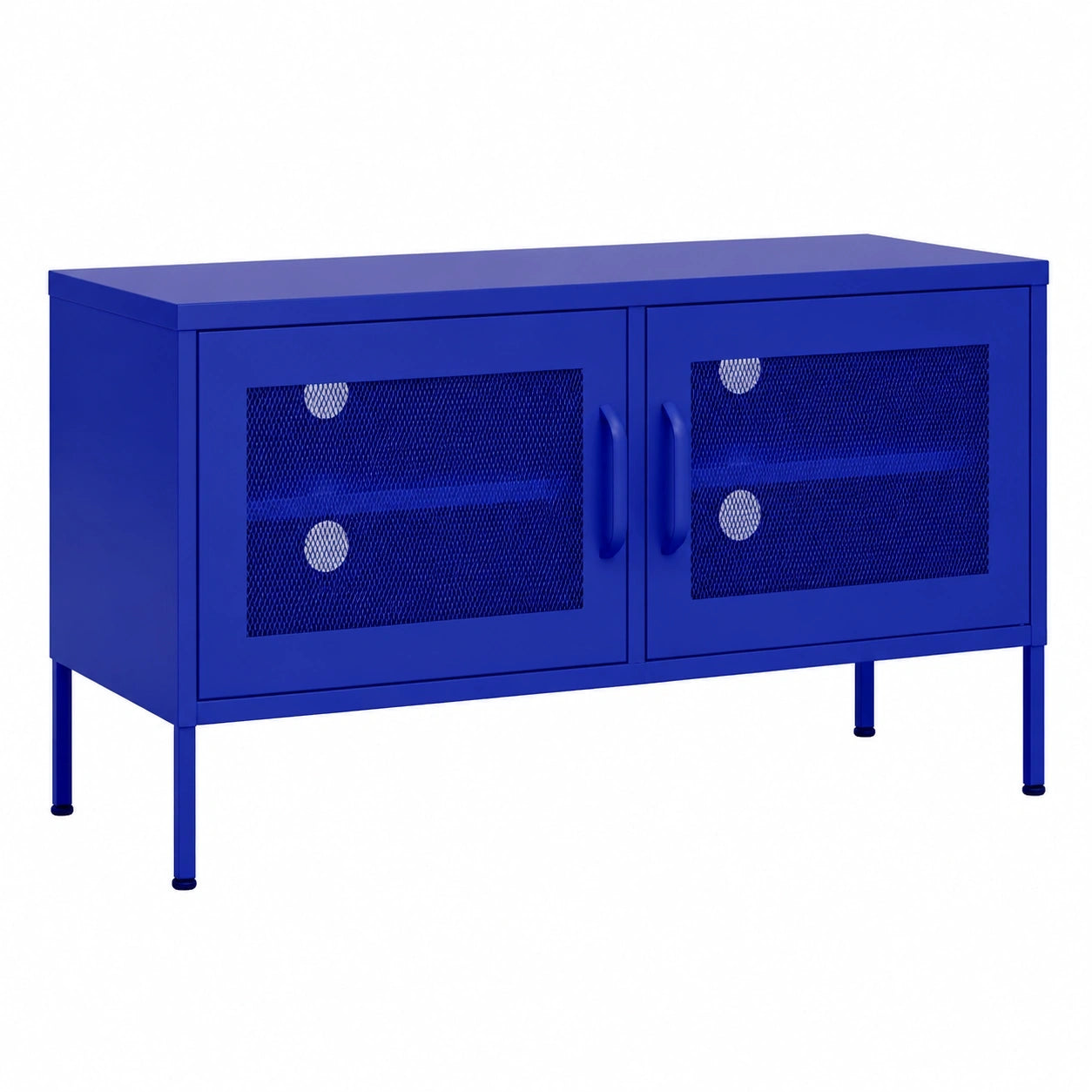 Industrie-Stil TV-Schrank mit Gittertüren, marineblau, 105x35x50 cm