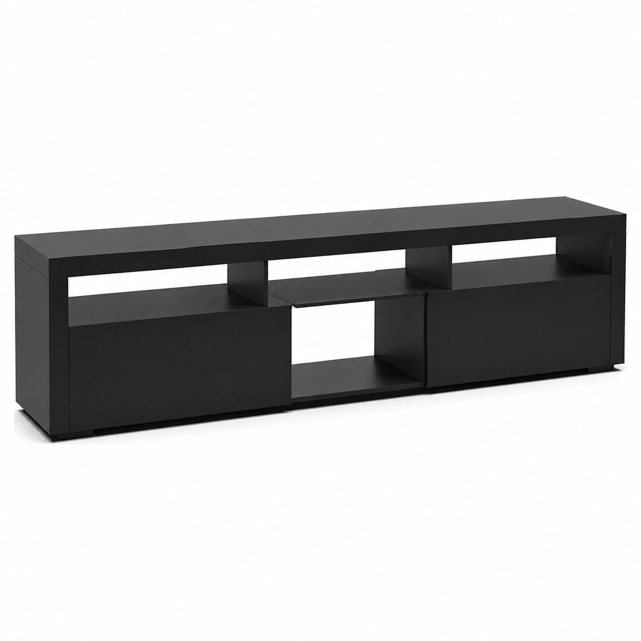 Blumfeldt TV Board mit LED-Beleuchtung, 150 cm Lowboard in Schwarz, Moderner Fernsehschrank mit Stauraum
