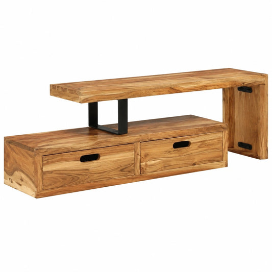 Massivholz Akazie TV-Schrank mit großzügigem Stauraum, Lowboard für Wohnzimmer
