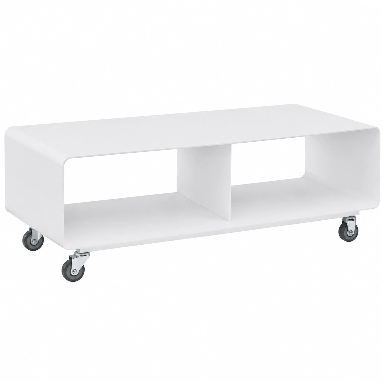 Kare Design TV-Lowboard Weiß mit Rollen, Wohnzimmerkommode aus Stahl, 21x45x42cm