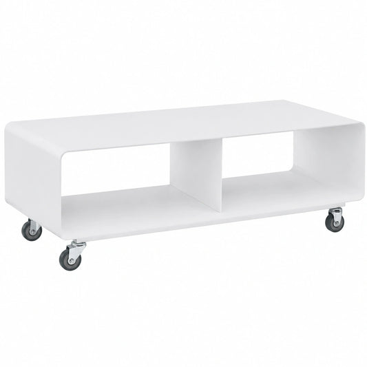 Kare Design TV-Lowboard Weiß mit Rollen, Wohnzimmerkommode aus Stahl, 21x45x42cm