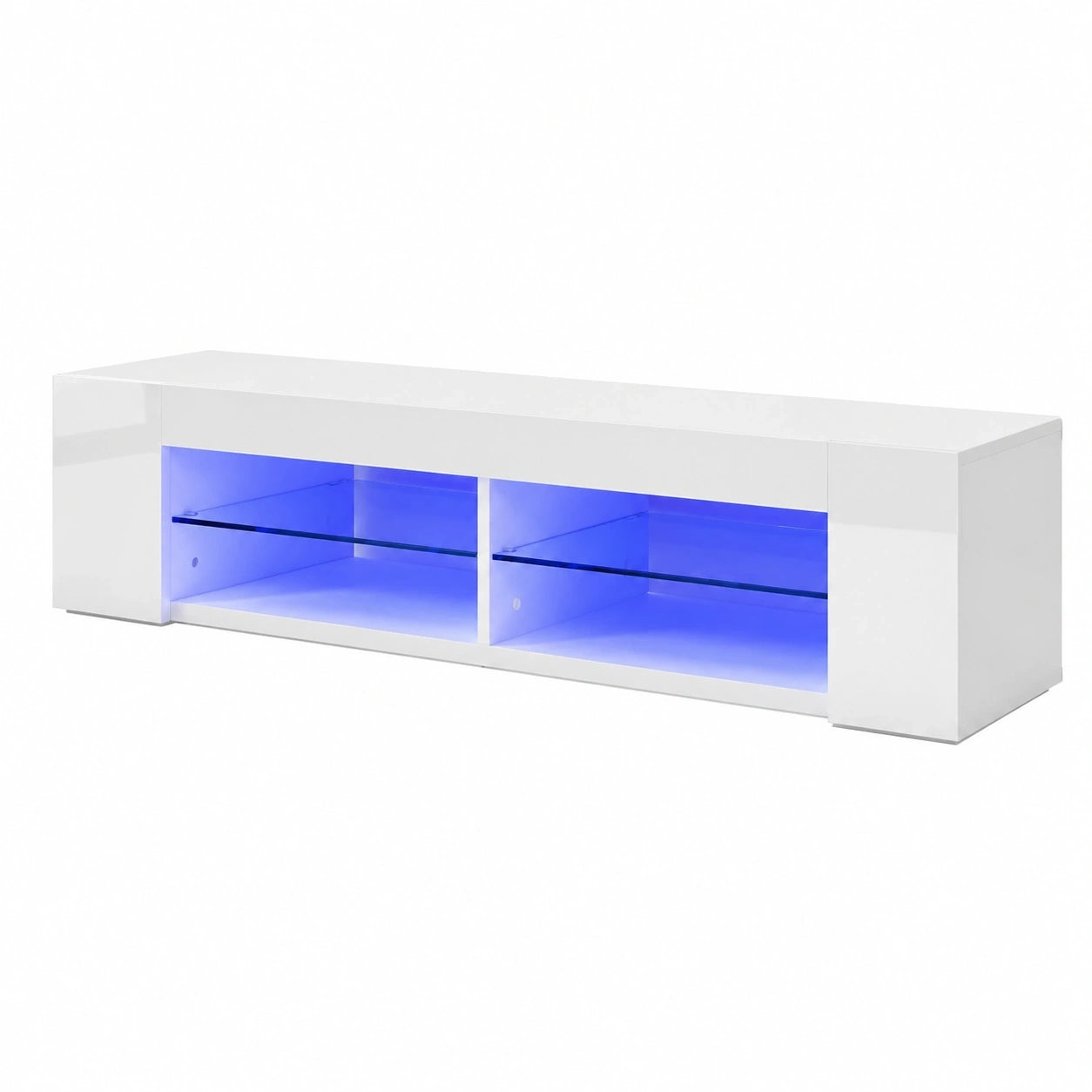 SONNI TV-Lowboard mit Hochglanz und LED-Beleuchtung, 135 cm, Weiß