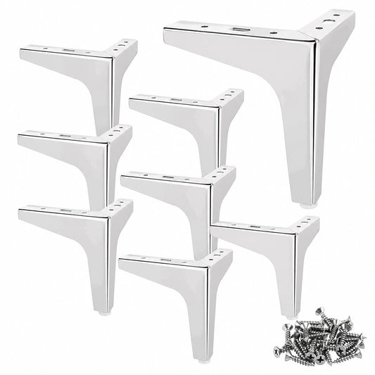 8er-Set Metallmöbelfüße, 15 cm, Silber, Belastbarkeit 800 kg, inklusive Schrauben für Sofa, TV-Schrank, Möbel