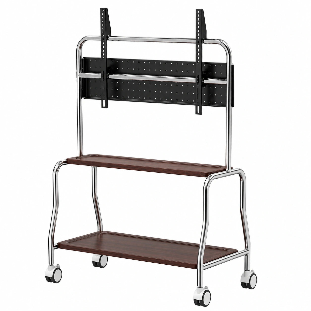 Mobiler TV-Ständer 32-75 Zoll mit Ablagen und Lochplatte, bis 50 kg, VESA: 600x400mm, ideal für Wohnungen und Büros