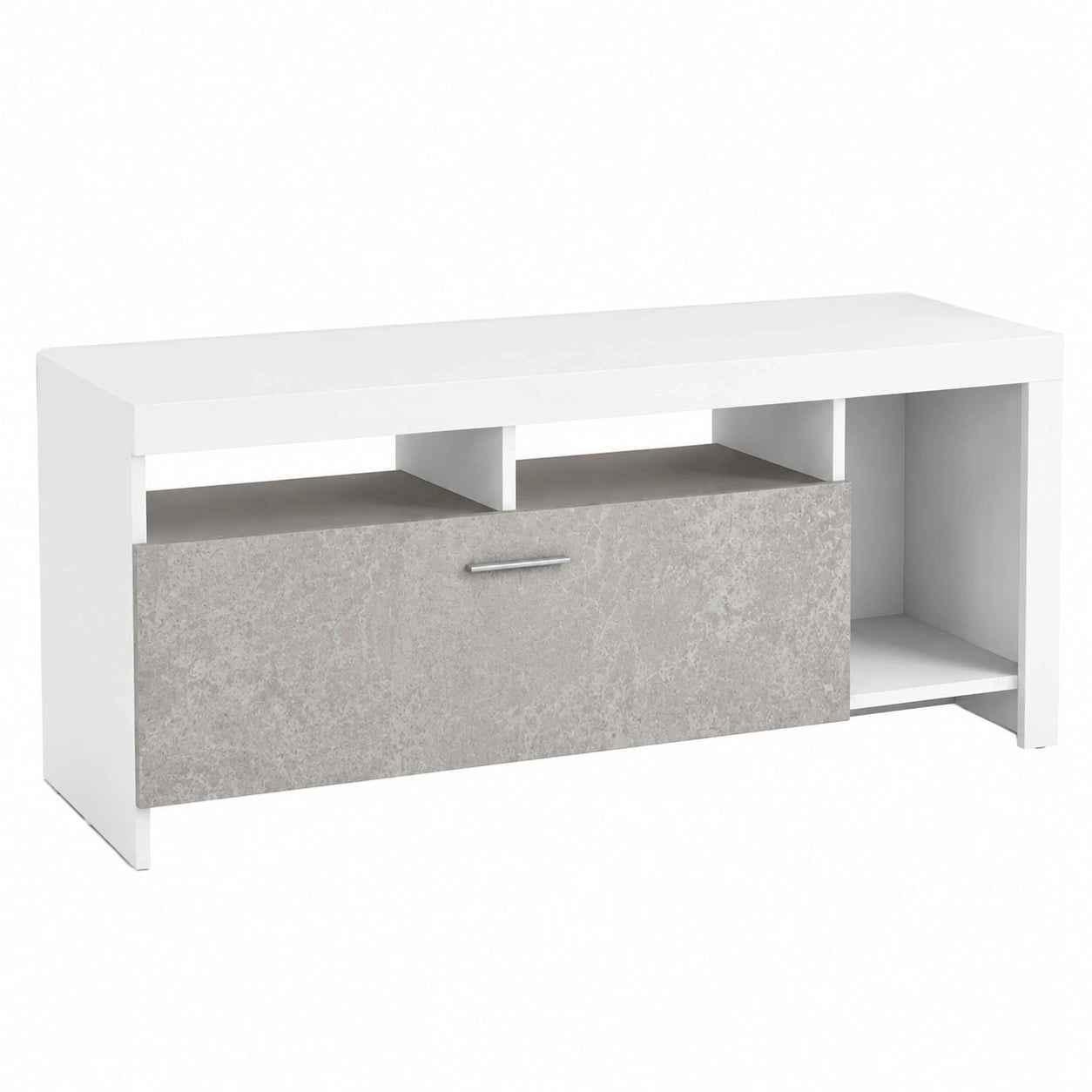 Moderne TV-Möbel 110 cm in Weiß mit Betonoptik Schrank